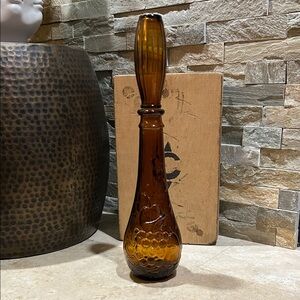 vintage DABS PORTUGAL amber glass genie bottle decanter